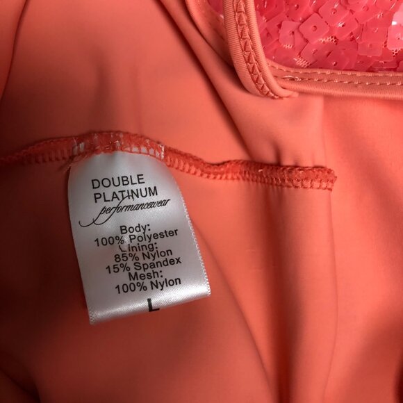 Double Platinum Performancewear Dress Size Large Coral Sequins Dancewear Shorts - Picture 6 of 8